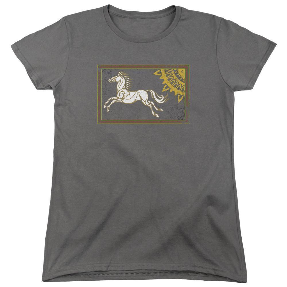 Lord Of The Rings Rohan Banner Womens T-Shirt Charcoal